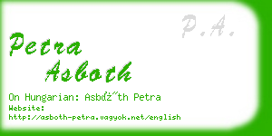 petra asboth business card